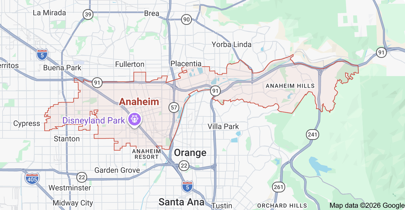 Map of Anaheim city districts